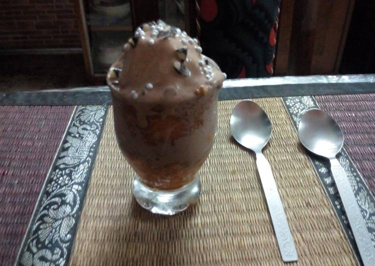 Motichoor ladoo chocolate icecream parfait