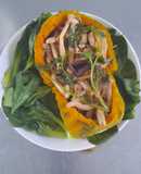 Bí đỏ hấp nấm