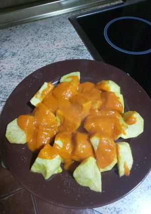 A picture of Patatas Bravas with Homemade Sauce.