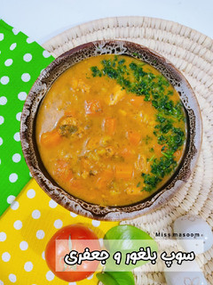 عکسی از دستور سوپ بلغور و جعفری