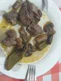 Carrilleras con pimientos y champiñones