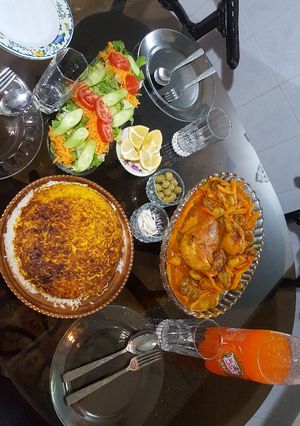 عکسی از دستور مرغ قارچ با ته چین