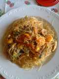 VERMICELLI DI SOIA VERDURE E CODE DI GAMBERO alla Luciano