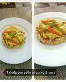 Tabulé y pollo al curry con coco