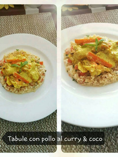 Una foto de Tabulé y pollo al curry con coco
