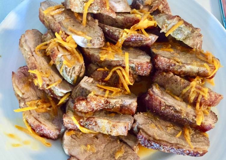 Duck breasts fillet with orange sauce