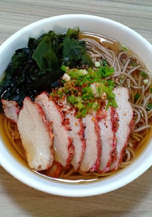 Hình của món Mì Soba xá xíu (mì Nhật biến tấu).