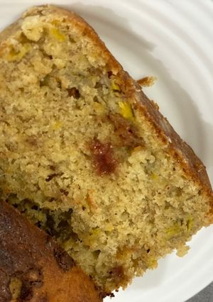 Una foto de Torta de banano con bocadillo
