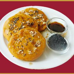 A picture of Mochi pancake (SWEET POTATO PANCAKE).