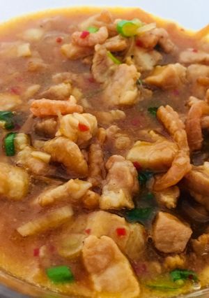 Hình của món Thịt 3 rọi Nhật chưng mắm tôm Việt.