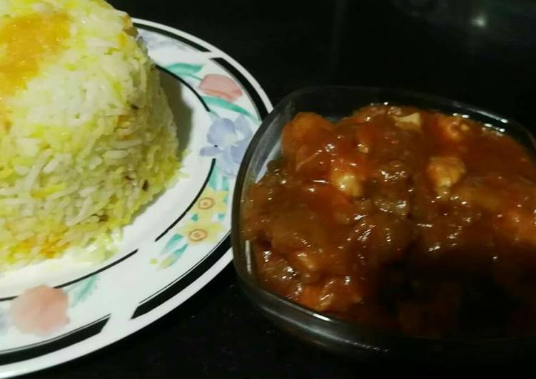 Simple Way to Make Quick Chicken Manchorian with fried rice