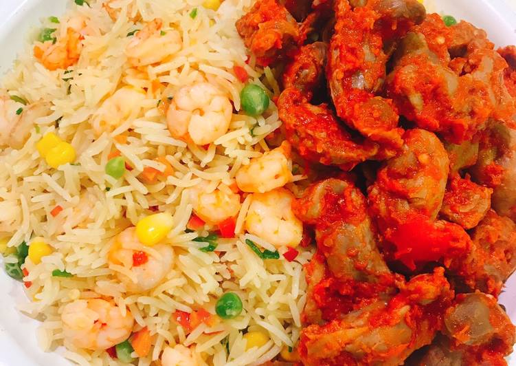 Step-by-Step Guide to Prepare Favorite Shrimp stirred fried rice and peppered gizzards