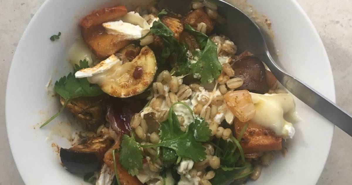 Roast vegetable and barley salad