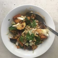 A picture of Roast vegetable and barley salad.