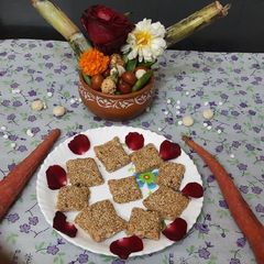 A picture of Seasome seeds (till) peanuts jaggery chikki(till gud chikki).