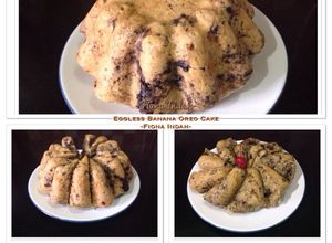 Foto resep Eggless Banana Oreo Steamed Cake