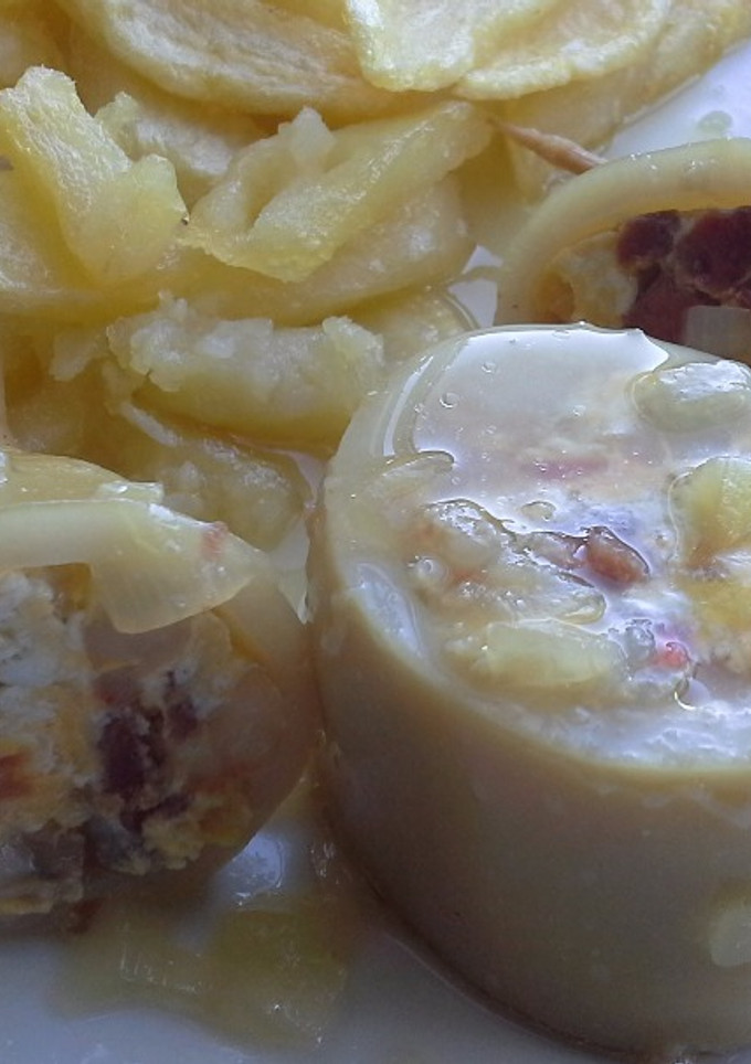 Una foto de Calamares rellenos de gambas y jamón serrano