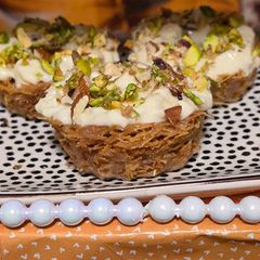 A picture of Vermicelli donut with rabri.