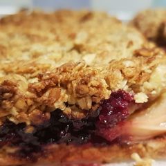 Rhubarb and Blackberry Oat Slices A picture of Rhubarb and Blackberry Oat Slices.