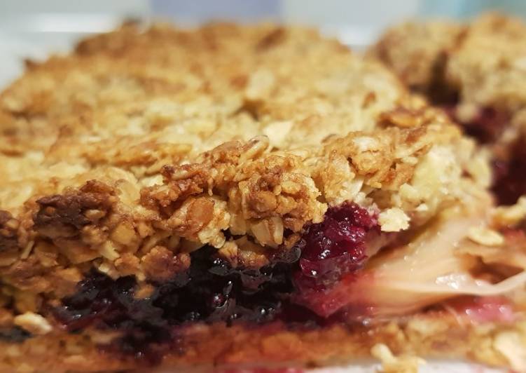 Rhubarb and Blackberry Oat Slices