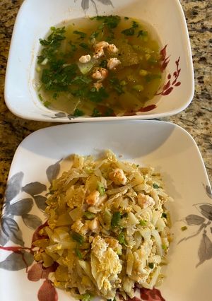Hình của món Canh bầu và bầu xào trứng.