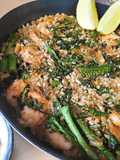 Arroz con langostinos y bimi