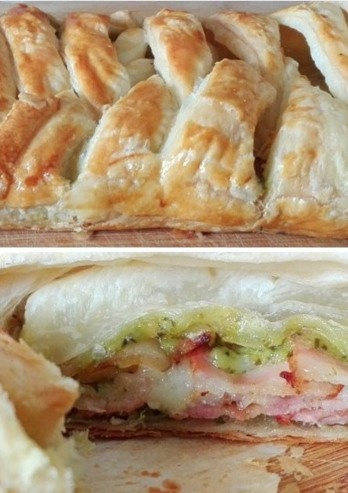 Una foto de Trenza de bacon al pesto