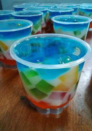 Foto resep mozaik jelly peach puding