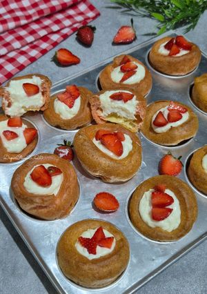 Foto resep Kue Sus Vla Keju Strawberry aka Kue Sus Merah Putih