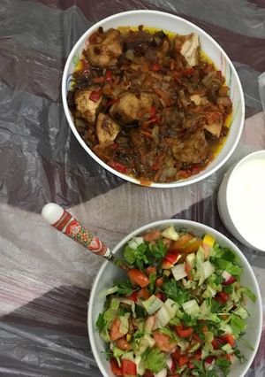 صورة لوصفة دجاج مع خضار