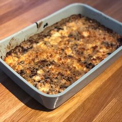 A picture of Leek & Puy Lentil Gratin with Feta Topping.