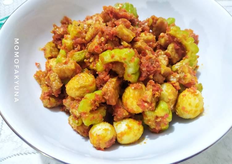 Telur puyuh tempe pare sambal