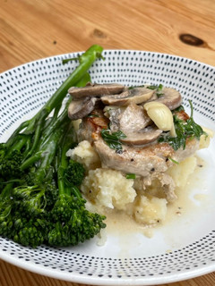 A picture of Pork Chops with Mushroom Sauce.
