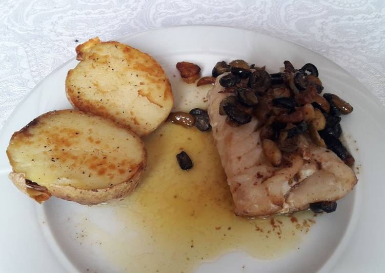 Bacalao a la mantequilla con aceitunas