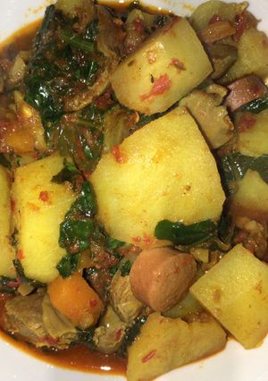 A picture of Potato and gizzard porridge.
