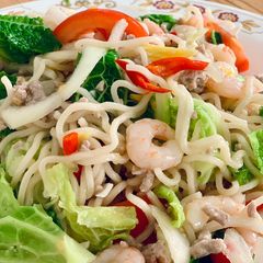 Yum Noodles, Thai spicy noodles salad with prawns A picture of Yum Noodles, Thai spicy noodles salad with prawns.