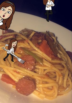 صورة لوصفة المعكرونه الصينيه بلسجق