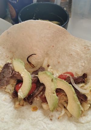 A picture of Beef and avocado 🥑 wrap.
