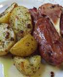 Codillo al horno con patatas especiadas