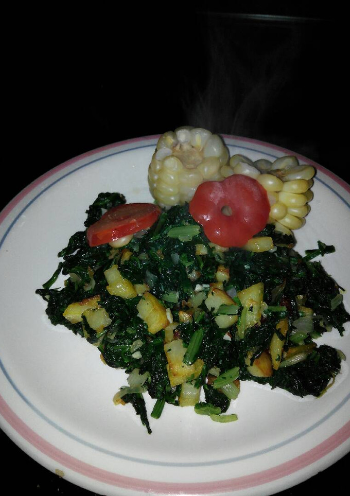 Una foto de Sofrito de espinacas y acelga