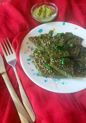 A picture of Mung sprouts dhokla.