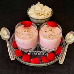 A picture of Rose Milk Poha - Sharad Purnima Special - Indian Classic Festive Dessert.
