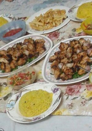 صورة لوصفة فراخ شيش على الفحم