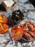 Aperitivo de domingo. Clochinas Valencianas y Gambones a la Plancha acompañado de Aperol !!!