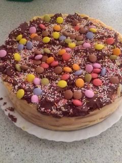 Una foto de Tarta de flan y galletas maría