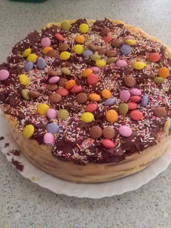 Una foto de Tarta de flan y galletas maría