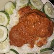 White rice,stew and cucumber