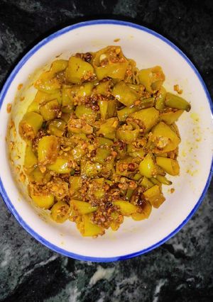A picture of Karonda and green chilli Instant pickle.