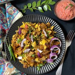 A picture of Egg Kothu Parotta.