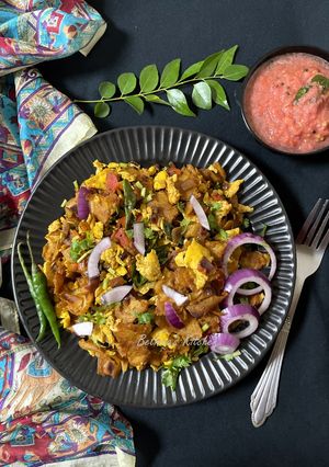 A picture of Egg Kothu Parotta.